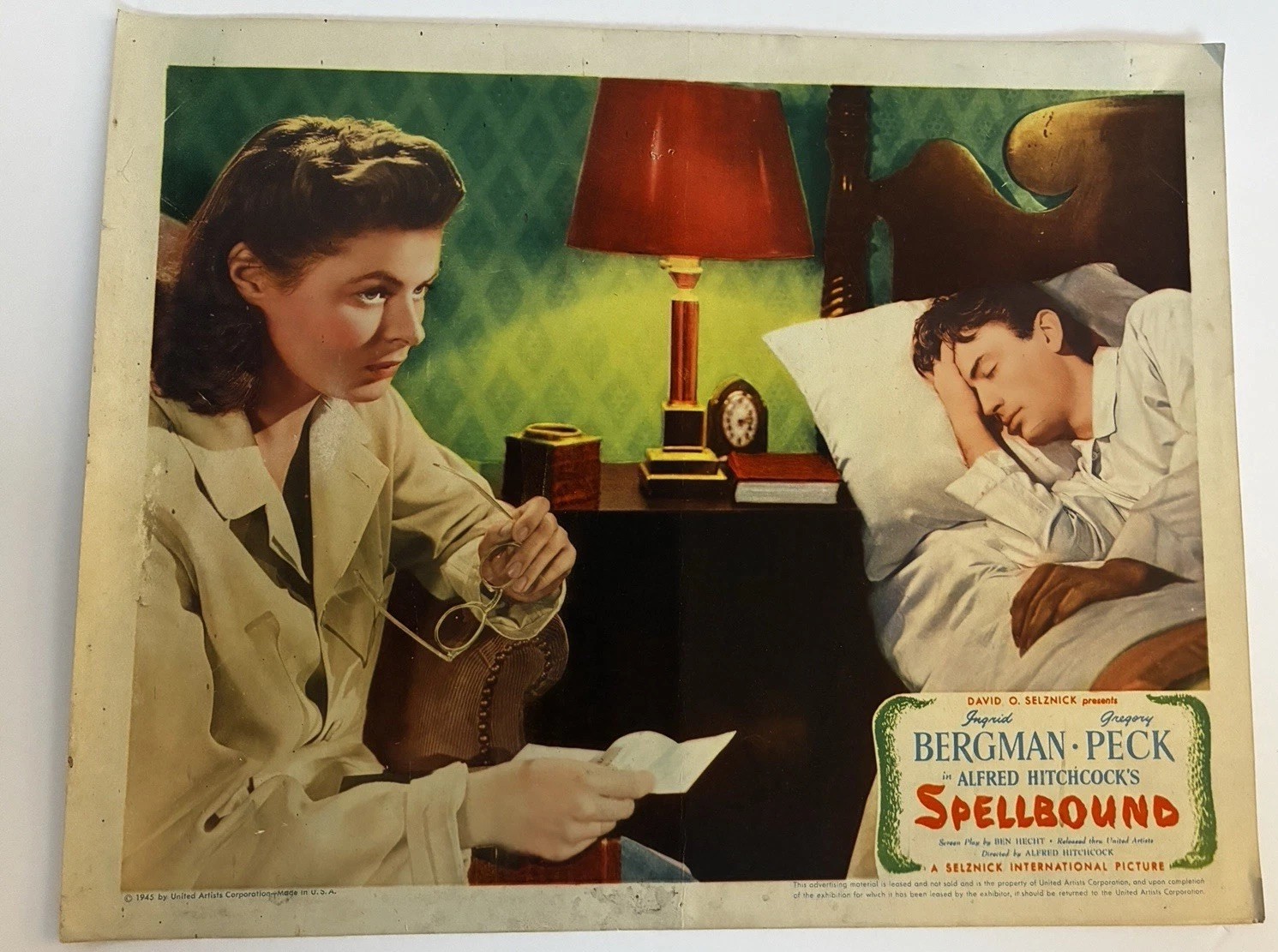 Alfred Hitchcock SPELLBOUND Bergman & Peck Original 11x14
