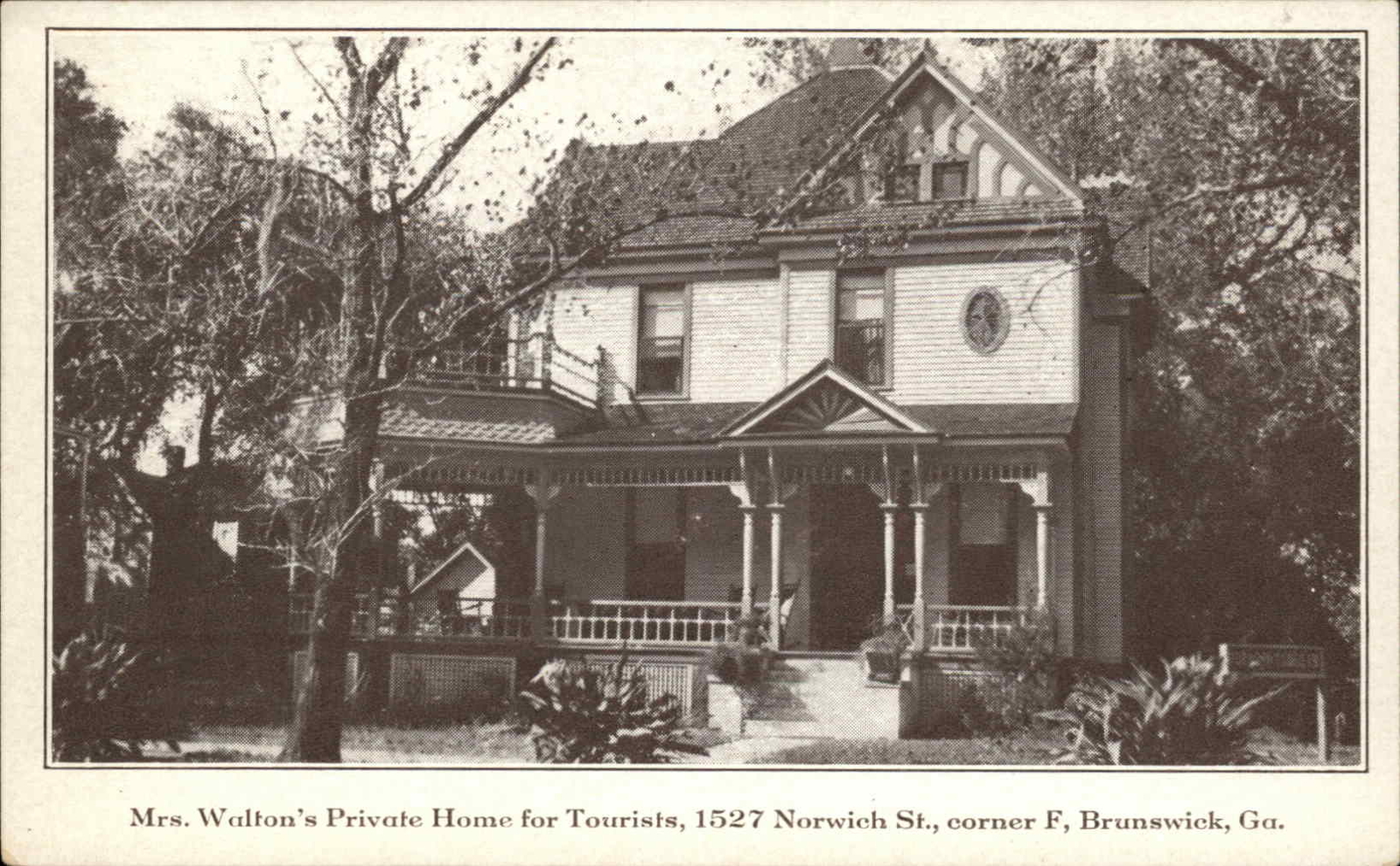 Brunswick Georgia GA Mrs Waltons Private Home for Tourist c1940s-50s Postcard