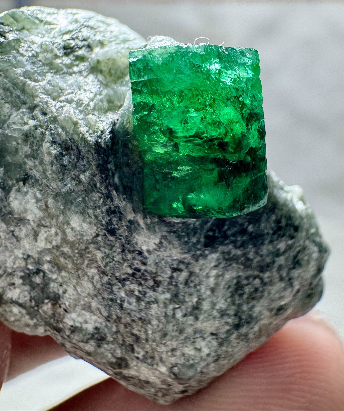 59CT, Natural Super Gemmy TopGreen Emerald Crystal on Matrix From Swat Pakistan