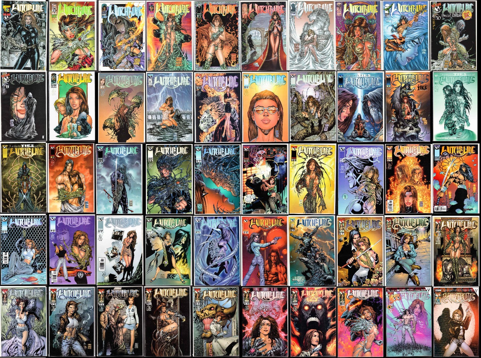 WITCHBLADE 50 COMIC LOT #1/2,2-51 (9.6/9.8 NM+) -39,41 1st PRINTS TURNER 1995