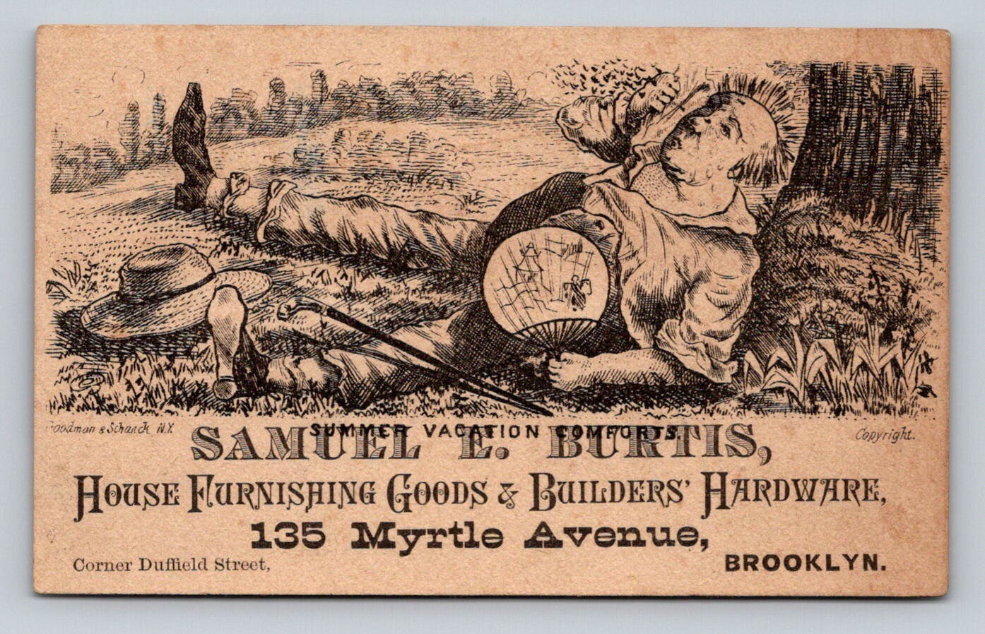 Samuel Burtis House Furnishings Hardware Man Hand Fan Brooklyn New York P370