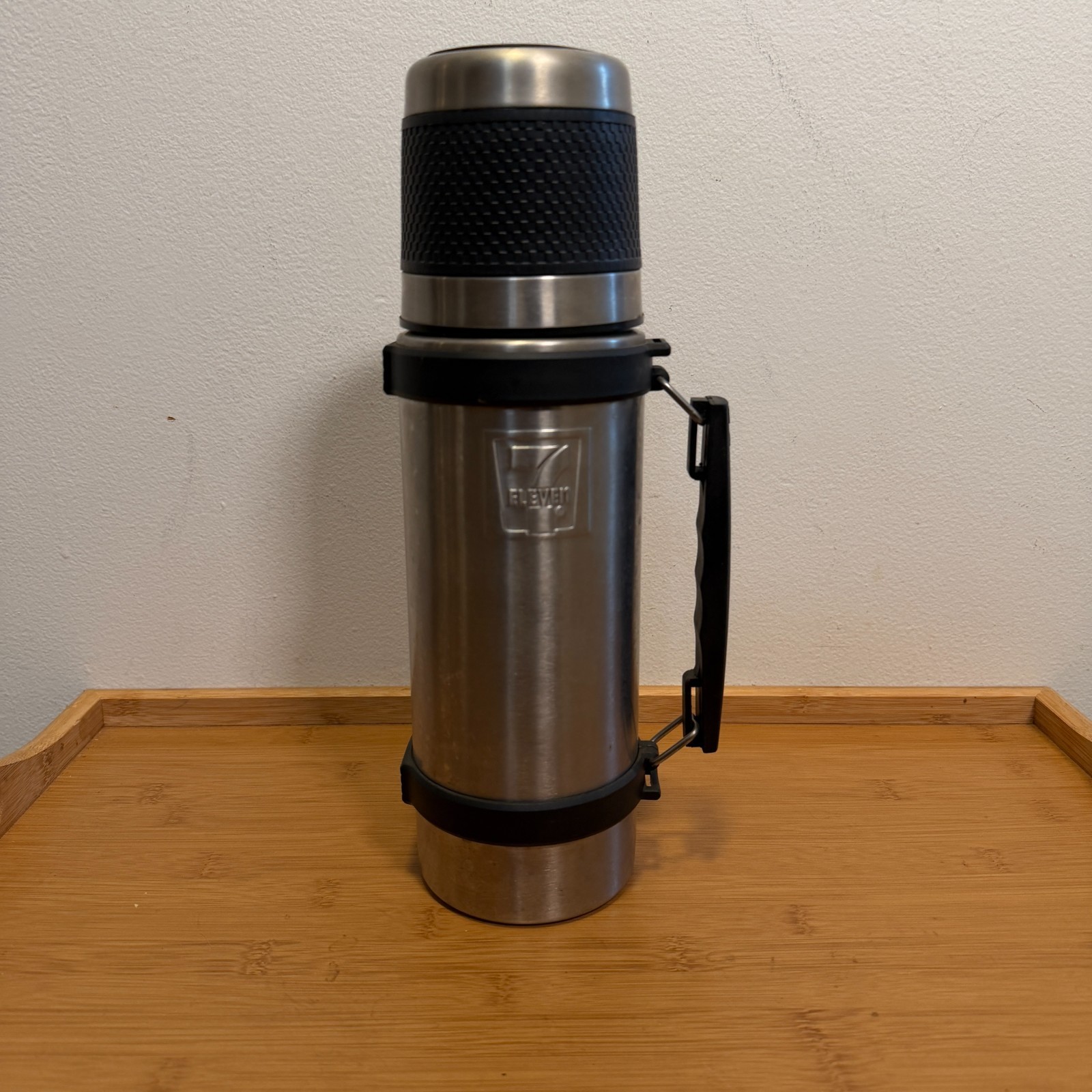 Vintage 7-Eleven Stainless Steel Thermos Vacuum Bottle Cup Handle 12.5\