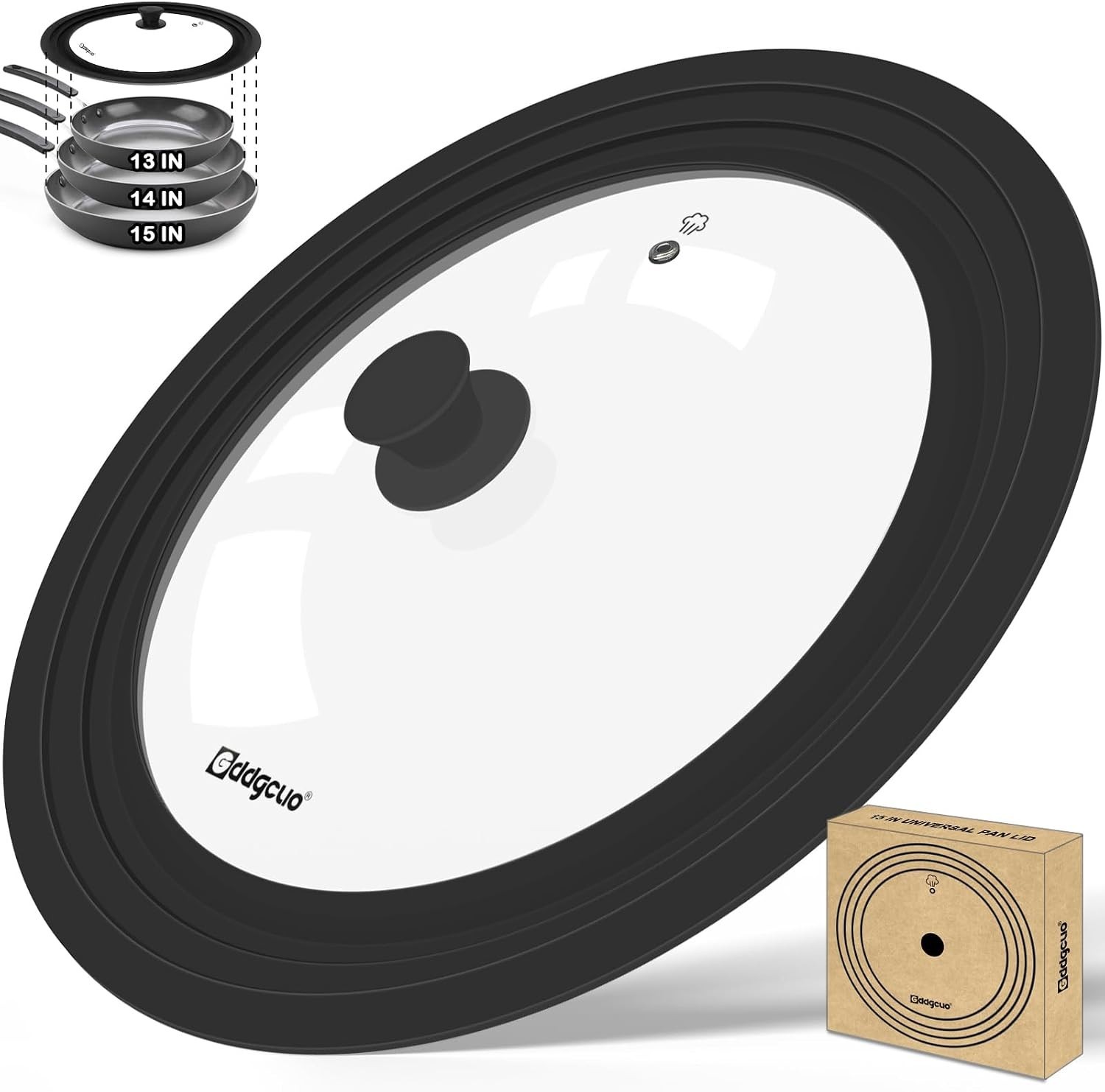 GDDGCUO 13-14-15 in Universal Pan Lid, Extra Large 13''-14''-15'', Black 