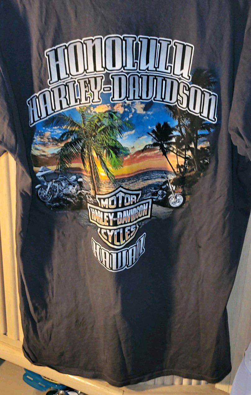 Harley-Davidson Motor Cycles Honolulu Hawaii Skull Graphic T-Shirt Size Large