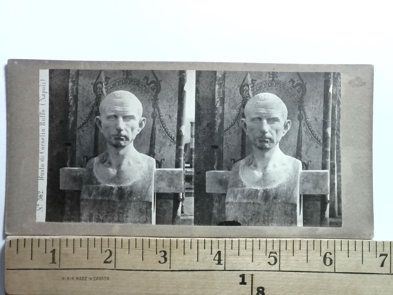 Busto di Cornelio Ruffo Stereoview Napoli Bust Sculpture 1850s Antique