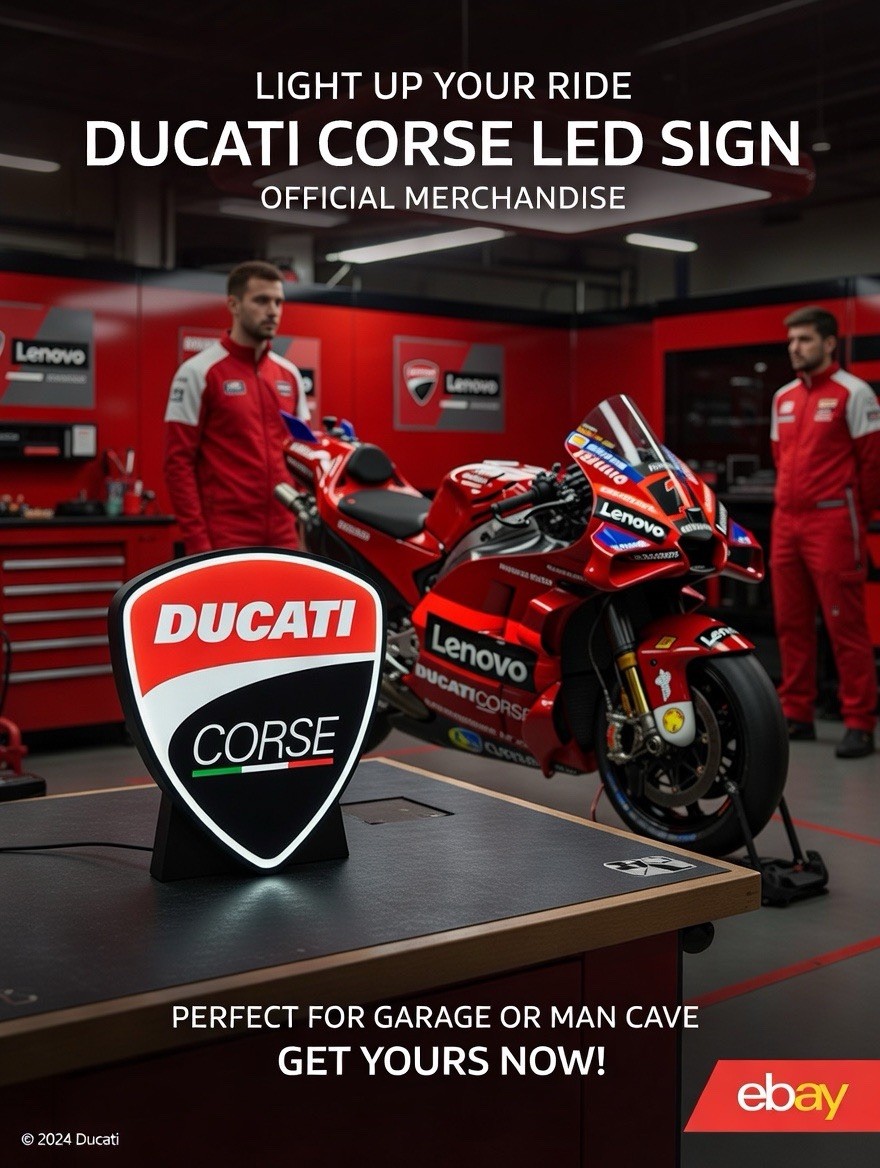 Ducati Motorcycle Corse Light Up LED Sign Monster Panigale Hypermotard Diavel