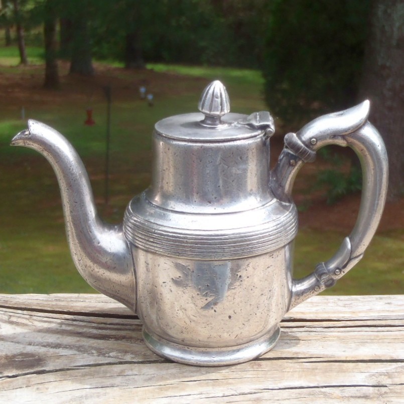 Antique GM Co. Silver Soldered CAFE L' AIGLON Individual Coffee/Tea Pot 07404