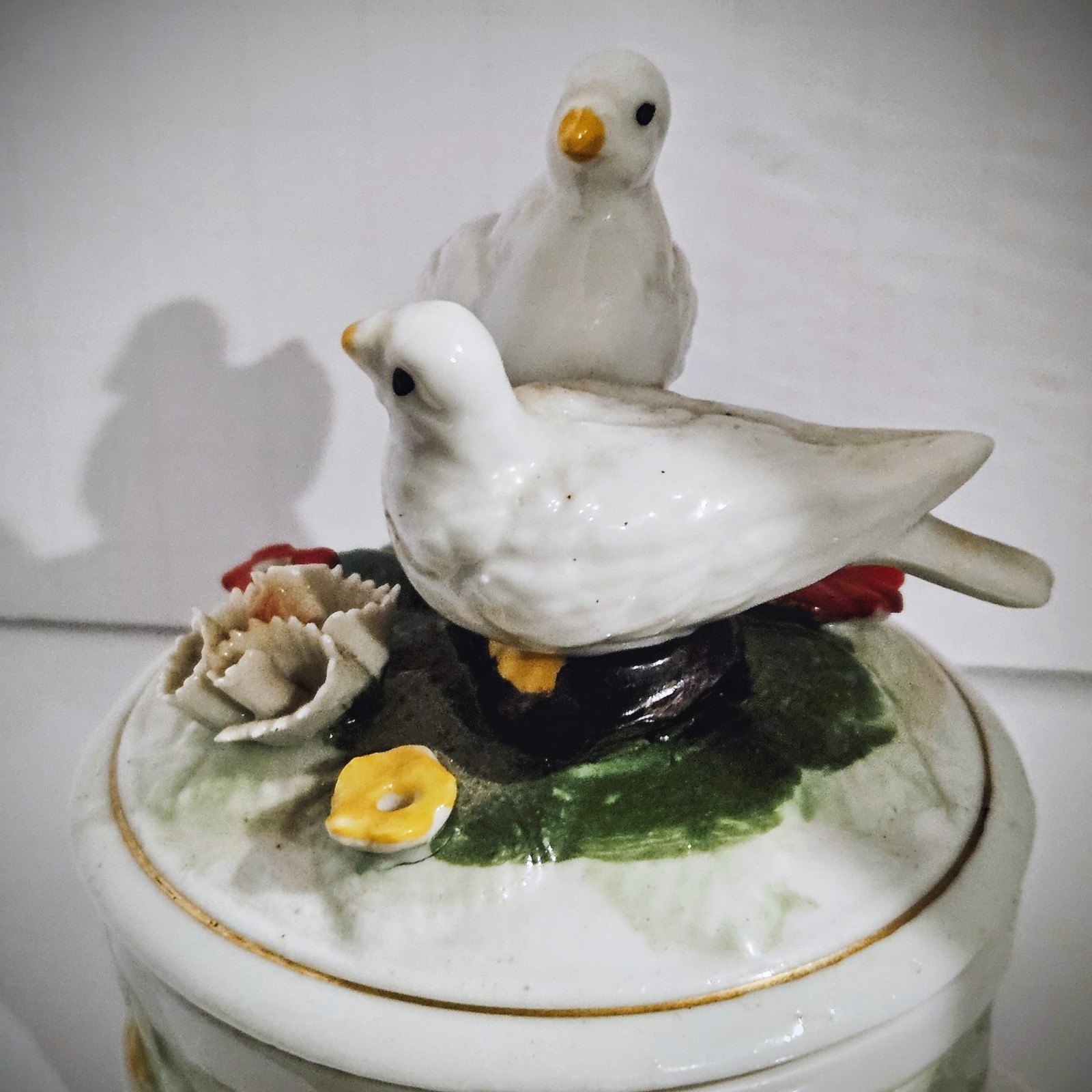 Vintage Lovebird And Flower Trinket Dish