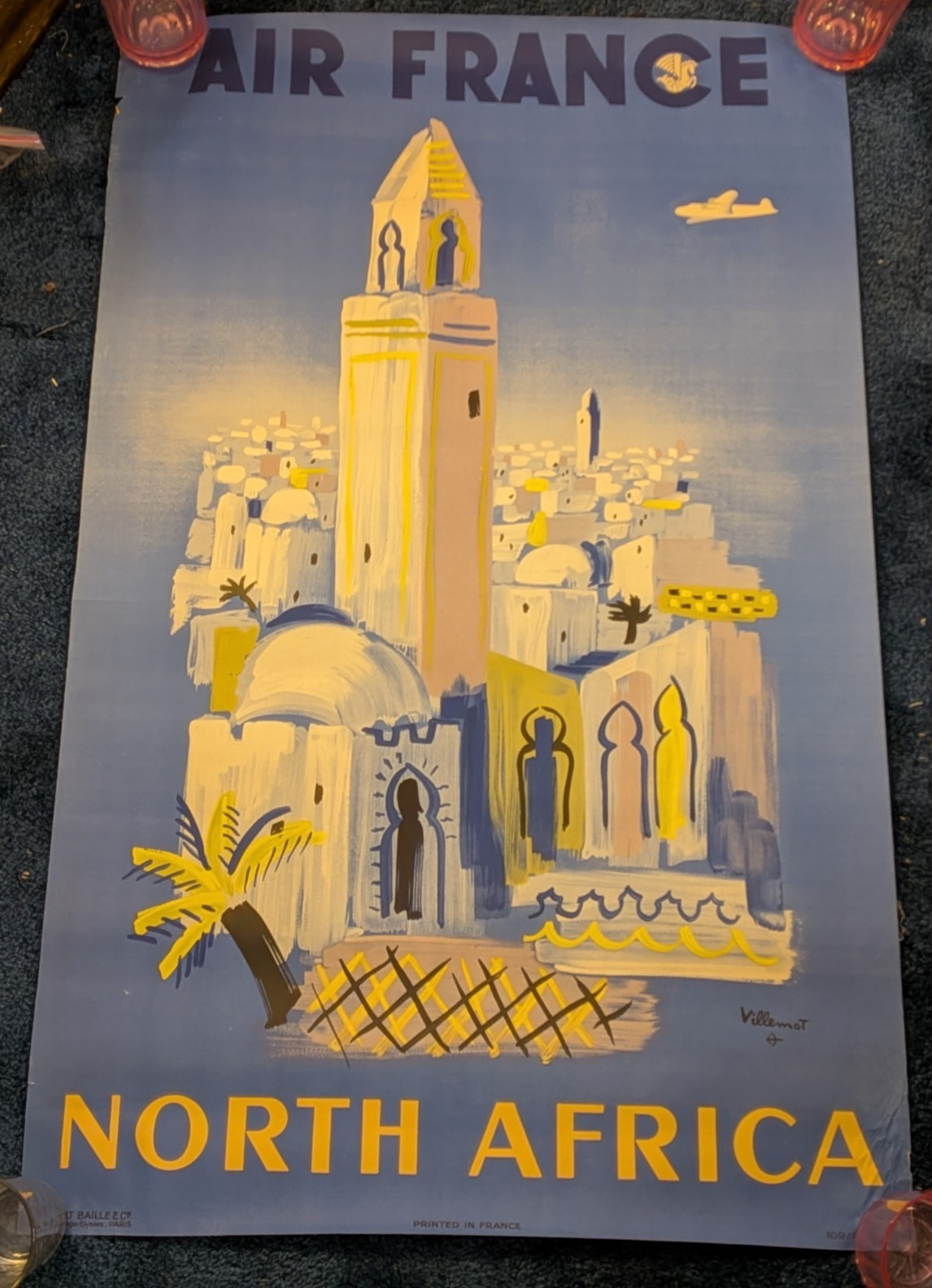 Air France North Africa Poster • Villemot • Original 24.5\