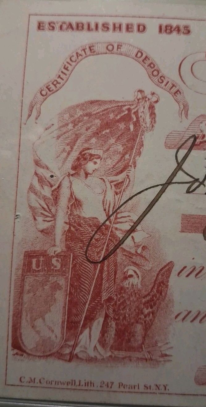 🌙SLING'S🪙 RARE 1875 FRANKLIN Bank Check Multiple Beautiful Vignette Art 🎨 