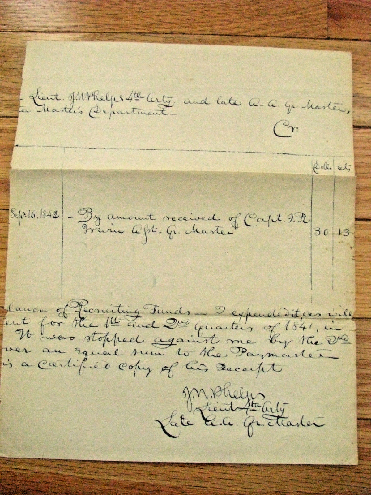  CIVIL WAR GENERAL JOHN W PHELPS SIGNATURE 