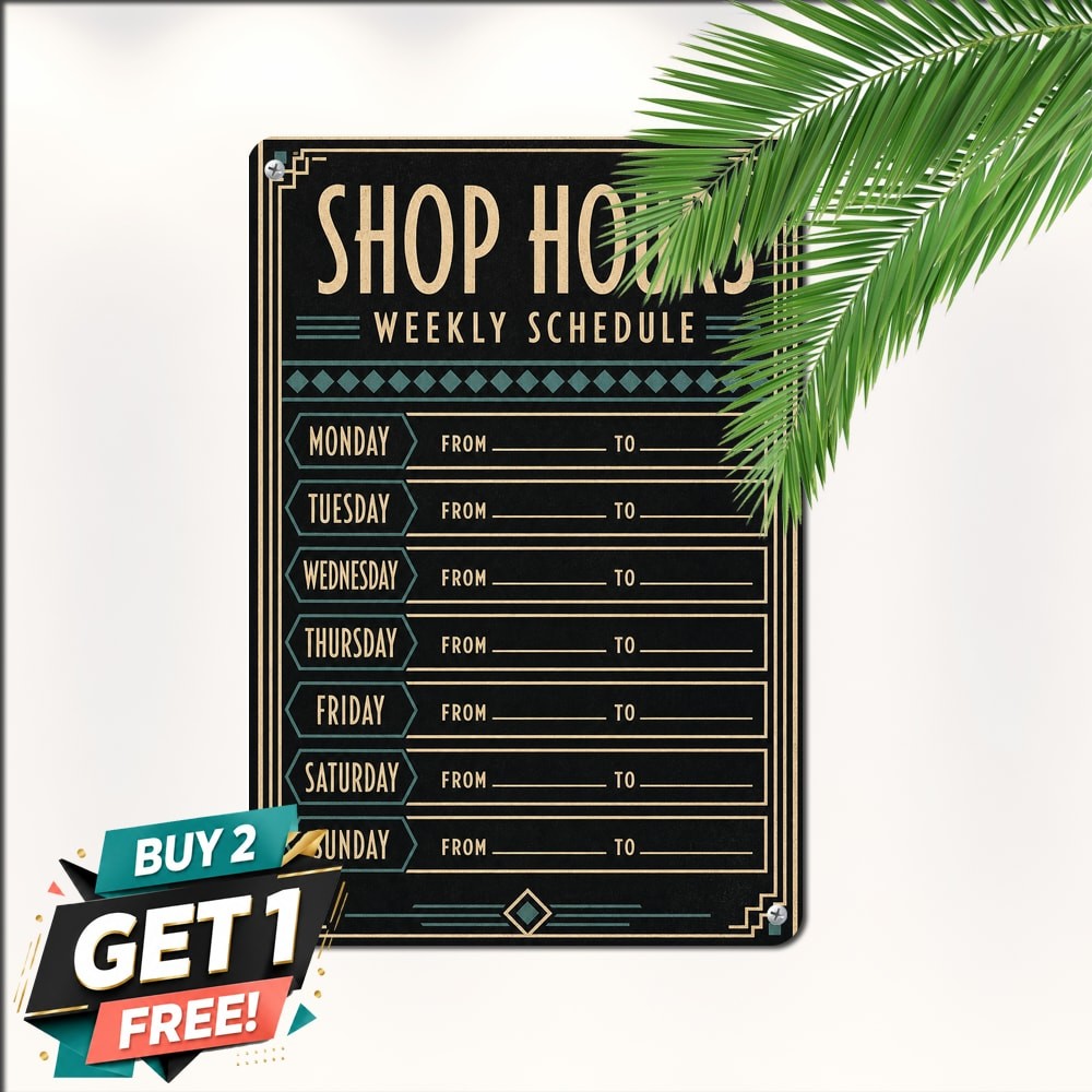 Business Hours Aluminum Metal Sign Retro Custom Schedule Open Closed Plaque