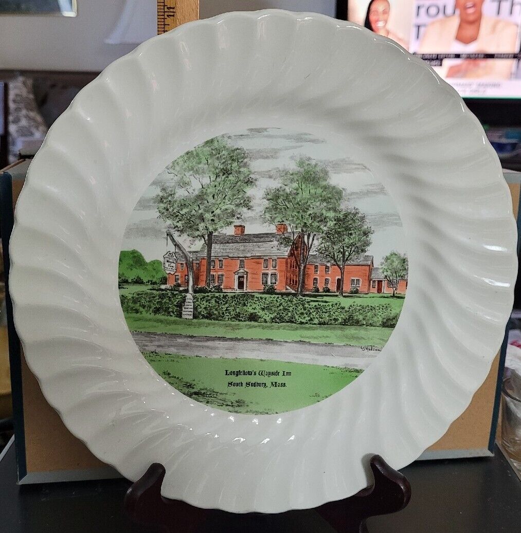 Vintage Souvenir Plate Longfellows Wayside Inn Sudbury Massachusetts