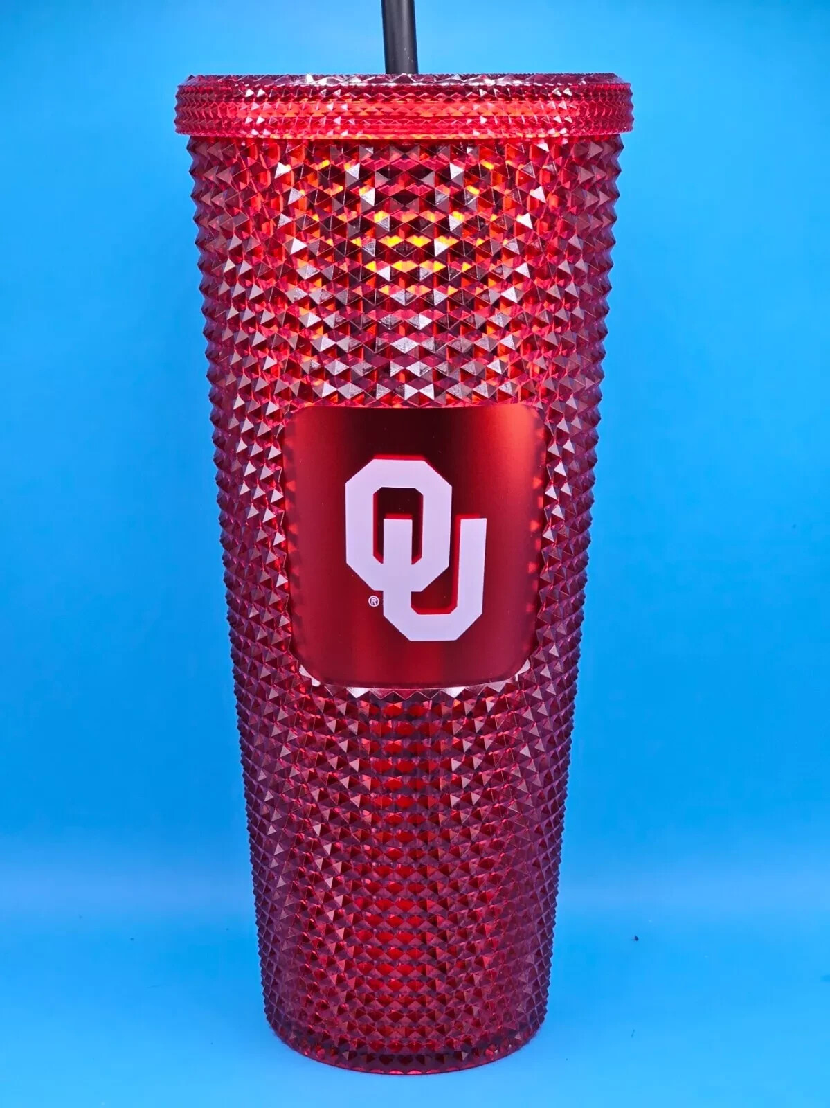 Starbucks Red Studded OU Oklahoma Sooners Collegiate Series Tumbler Lid w/ Straw