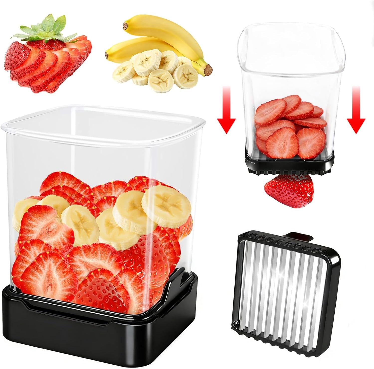 Fruit Slicer Cup for Strawberry Banana Hard-Boiled Egg Detachable Cutter
