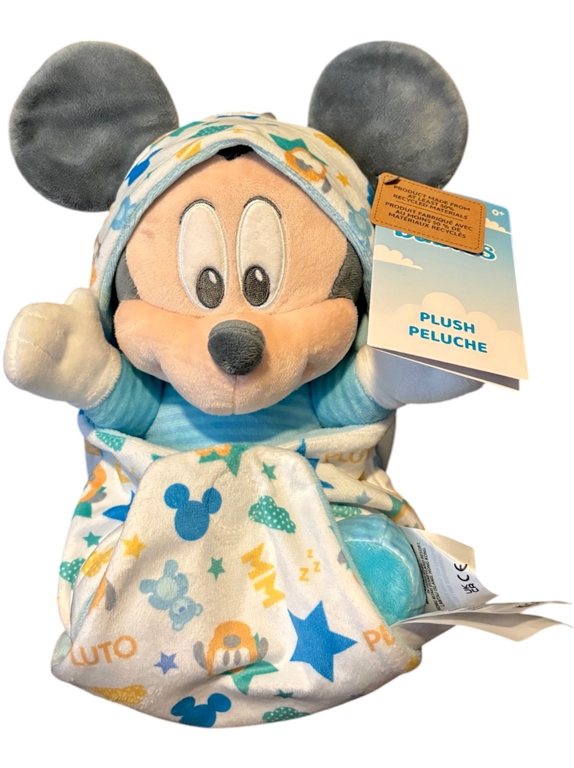 Disney Parks Mickey Mouse Babies Blanket Pouch Swaddle Plush Doll 11 1/2\