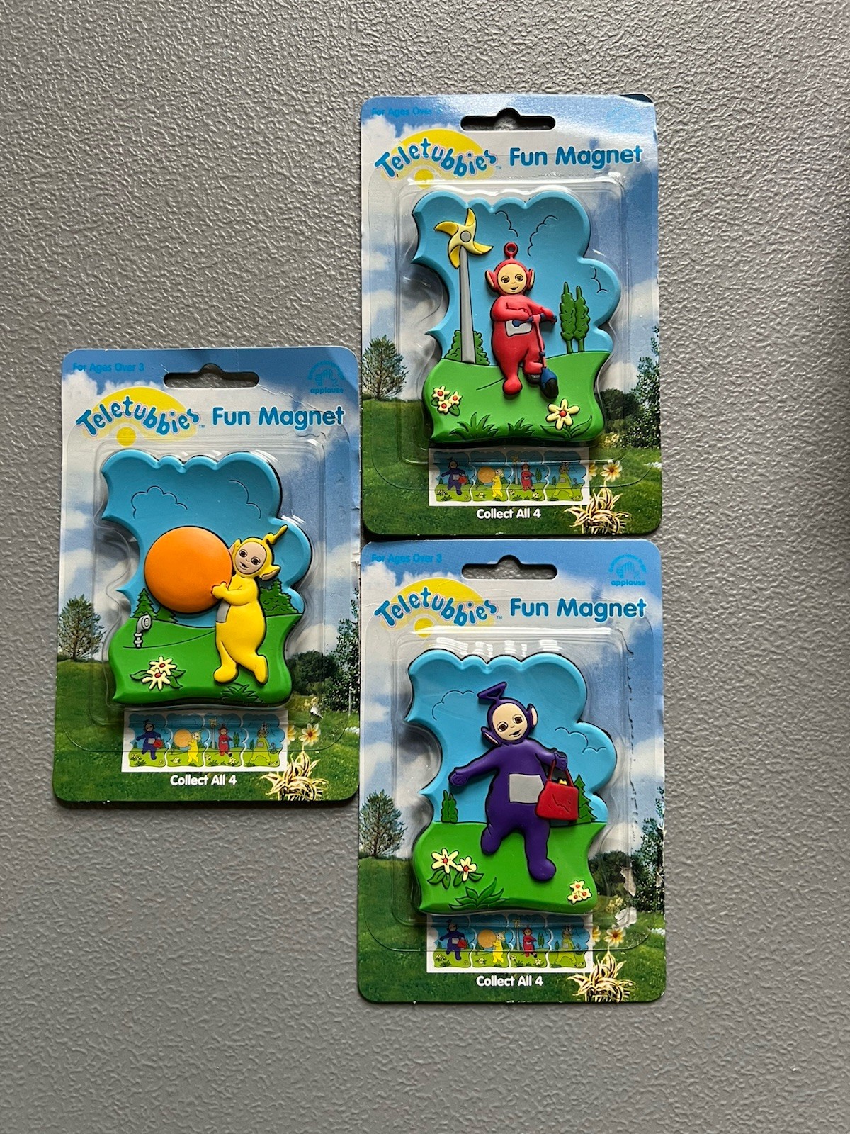 Vintage 1998 Teletubbies Fun Magnets Lot of 3 Laa-Laa Po Tinky Winky NIP