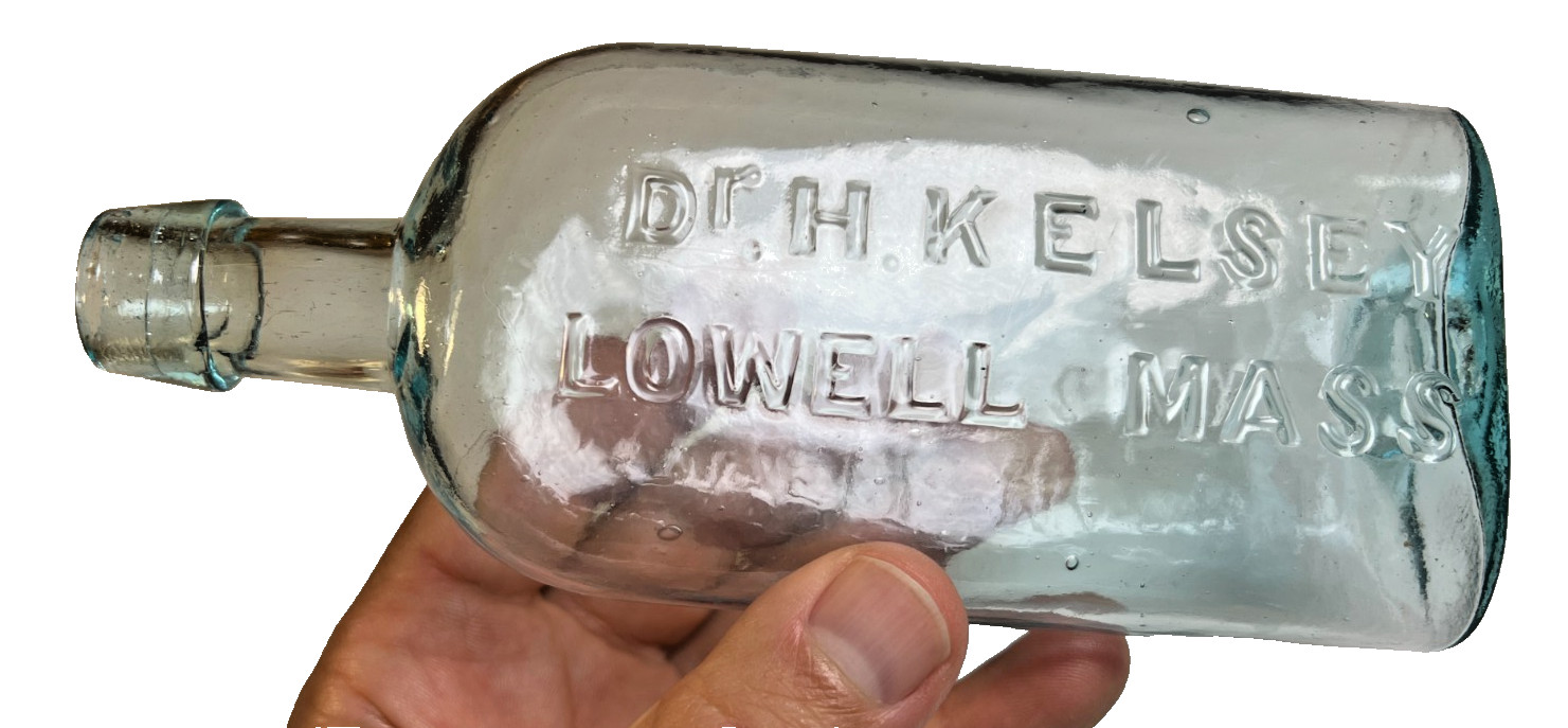 Antique Dr Kelsey Lowell Massachusetts Jaundice Bitters Bottle Open Pontil