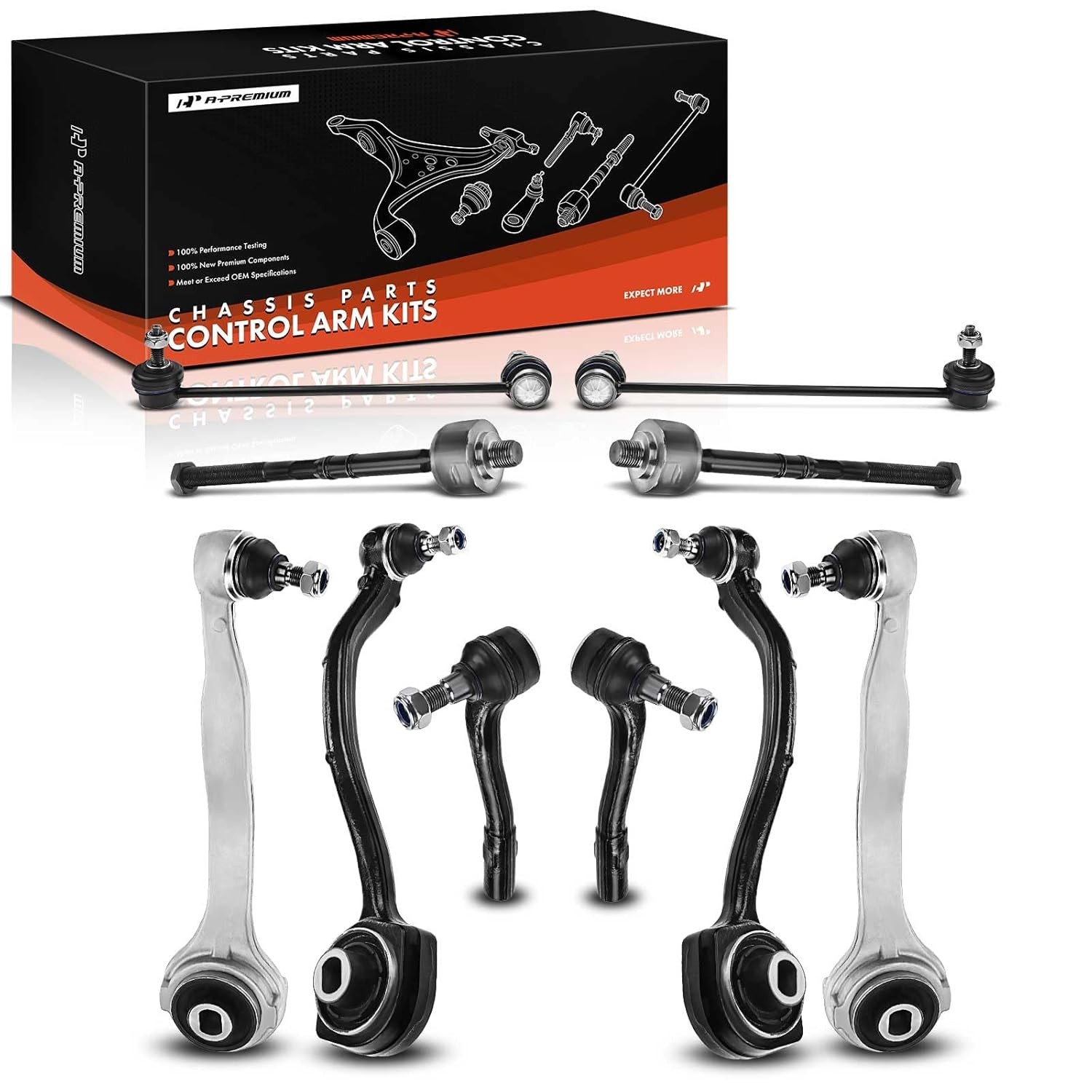 A-Premium Set of 10, Front Lower Forward & Rearward Control Arm, Sway Bar Link, 