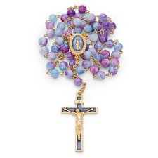 Miraculous Virgin Mary Multicolor Glass Rosary Beads Catholic Blessed By Pope picture