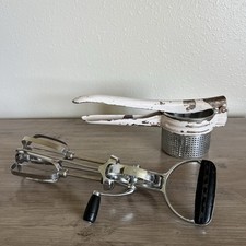 Vintage Metal Potato Ricer Ekco Best Egg Beater Rustic Antique Kitchen Gadgets picture