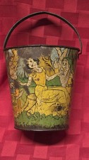 Vintage 1938 Ohio Art Disney Snow White Seven Dwarfs Tin Litho Sand Pail picture