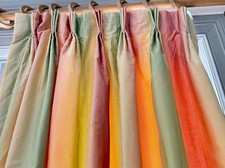 Pr. High End Designer Striped Irridescent Silk Curtains Drapes Pinch Pleats B185 picture