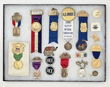 Vtg 1940-1968 GOP Republican National Convention Medal Badge Patch Lot 1944 NOS picture