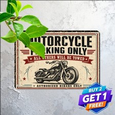 Reserved Biker Parking Only Motorcycle Garage Novelty Plaque Metal Tin Sign picture