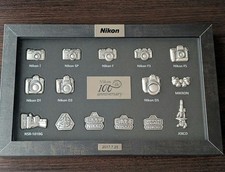 Nikon 100th Anniversary Pin Badge Set Vintage Camera Mini Metal Plates picture