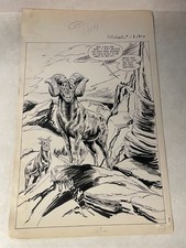BOB SWIFT #1 original comic art 1951 HUNTING Sportsman STUNNING SPLASH BIG HORN picture