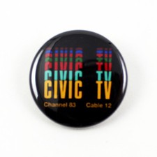 VIDEODROME - Civic Tv Logo 1 1/4 Inch Pinback Button Cronenberg pin horror film picture