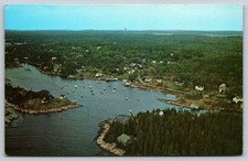 West Southport Maine Cosy Harbor Sheepscot Bay Aerial View Postcard C416 picture