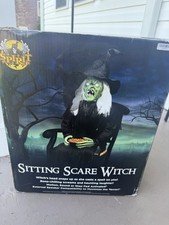 Spirit Halloween Sitting Scare Witch Animatronic Halloween Horror Décor 4.5ft picture