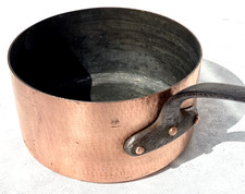 Vintage 10.4inch French Copper Saucepan Matfer Hammered Tin Lining 2mm 8.6lbs picture