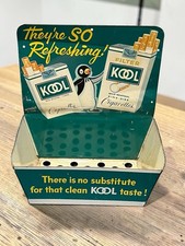 Vintage Kool Cigarettes Tin Counter Display Sign Willie Penguin Match Holder picture