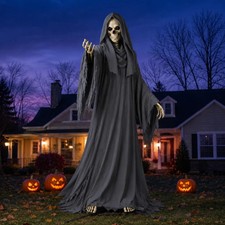 12Ft Skelly Skeleton Grim Reaper Halloween Costume Outfit - 2PCS Set picture