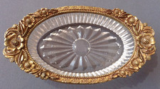 Vintage Matson or Similar Soap Dish Floral Gold Ormolu BK340 Hollywood Regency picture