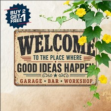 Place Where Stuff Happens Welcome Sign Humorous Home Lounge Metal Tin Plaque picture