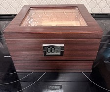 Klaro Renzo Glass Top Cigar Humidor Digital Hygrometer Cedar, Excl Condition picture