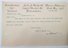 1892 Letter, Joel J. Bailey & Co.,  719 & 721 Market St., Philadelphia, PA picture