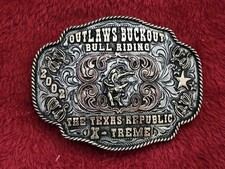 Bull Riding RODEO☆X~TREME☆2002☆CHAMPION TROPHY BUCKLE☆Republic Of Texas☆Rare☆W04 picture