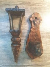 RIDICULOUSLY RUSTIC OOAK HAND CARVED HILLBILLY CANDLE HOLDER GRAINY PINE (?) VTG picture