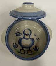 VTG M.A. Hadley Pottery Signed Duck Design Handled Lidded Casserole Bowl 5in B31 picture