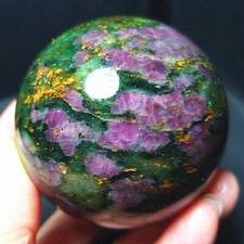 RARE 286.8G 55mm Natural emerald And Ruby Symbiosis Stone Ball Healing BA2604 picture
