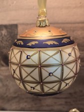 Vintage Dept 56 Ball Ornament Large Gold Blue Made in Poland Glitter Christmas picture