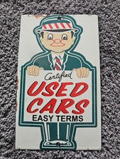 VINTAGE CERTIFIED USED CARS PORCELAIN SIGN GAS  MOTOR OIL AUTO SALES 10