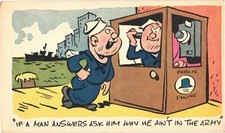 WWII Navy Comic 'Why He Ain't In The Army' Linen Postcard 1943 Unused picture