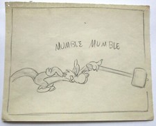 SYLVESTER CAT 1950's Warner Brothers Original PRODUCTION cel STORYBOARD DRAWIING picture