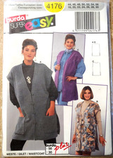 Burda 4176 Complete Uncut Unopened Vintage 80s  Long Boxy Vest Waist Coat 18-30 picture